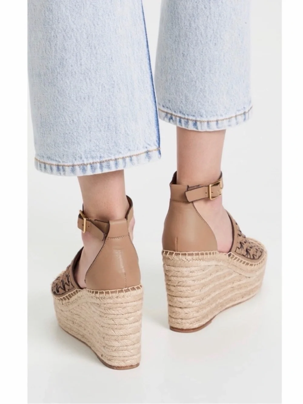 Tory Burch Woven Platform Espadrilles Brown Tan s 8.5